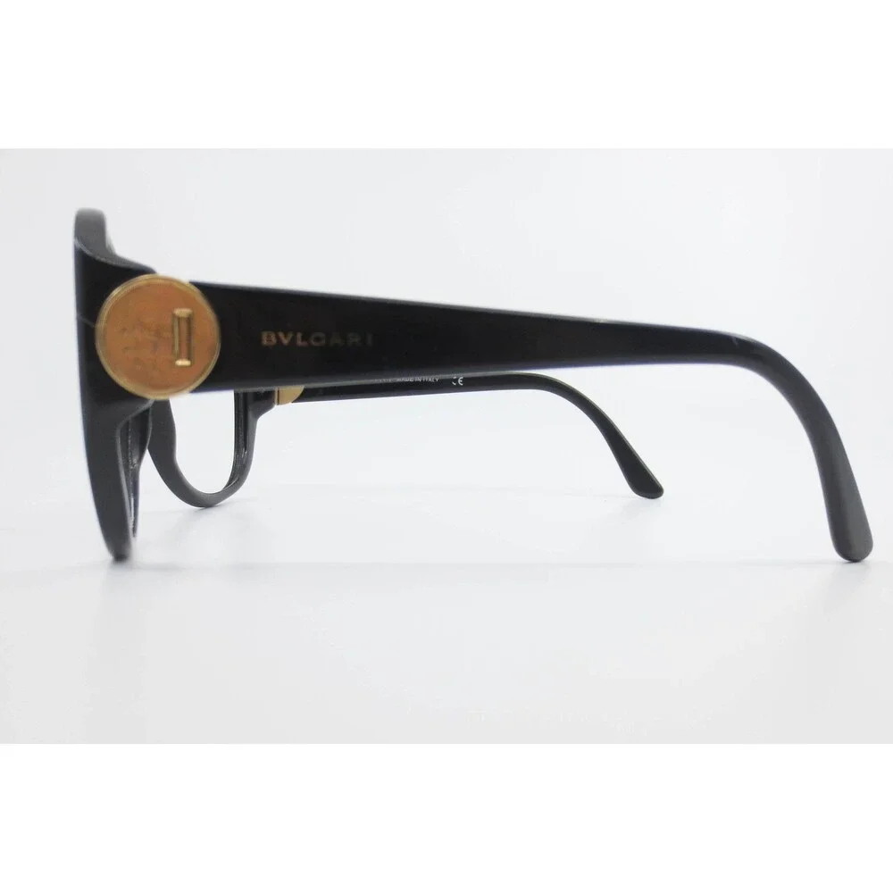 Bvlgari 8084 501/8G Black Gold Medallion Oversized Round Sunglasses 60-14-135